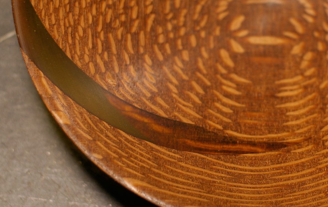 Lighted Bowl #2: Leopardwood with Yellow Points